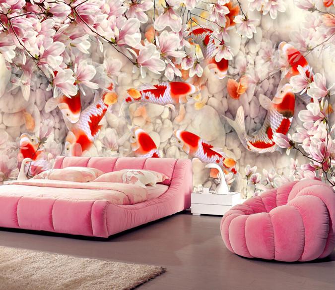 3D Peach Blossom Goldfish 1 Wallpaper AJ Wallpaper 1 