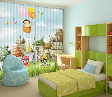 3D Happy Houses Childhood 368 Curtains Drapes Wallpaper AJ Wallpaper 