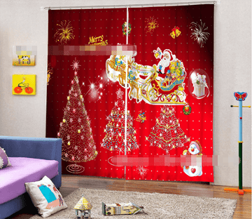 3D Christmas Tree Santa Claus Curtains Drapes Wallpaper AJ Wallpaper 