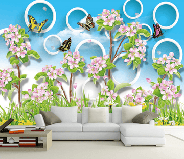 Butterflies Flying Around Blossoms Wallpaper AJ Wallpaper 