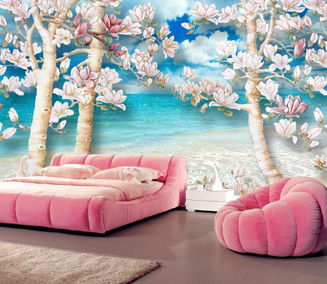 3D Dream Flower Beach Wallpaper AJ Wallpaper 1 