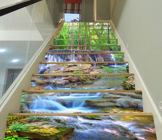 3D Pretty Forest River 417 Stair Risers Wallpaper AJ Wallpaper 