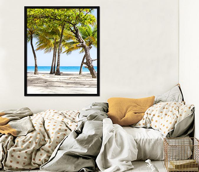 3D Seaside Tree 043 Fake Framed Print Painting Wallpaper AJ Creativity Home 