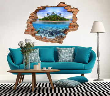 3D Sea Island 215 Broken Wall Murals Wallpaper AJ Wallpaper 