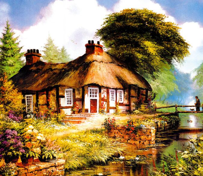 Riverside Thatched Huts Wallpaper AJ Wallpaper 