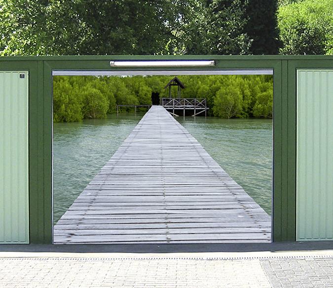 3D River Wood Drawbridge 31 Garage Door Mural Wallpaper AJ Wallpaper 