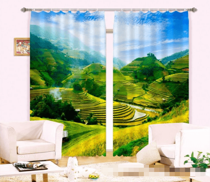 3D Mountains Terraced Fields 1198 Curtains Drapes Wallpaper AJ Wallpaper 