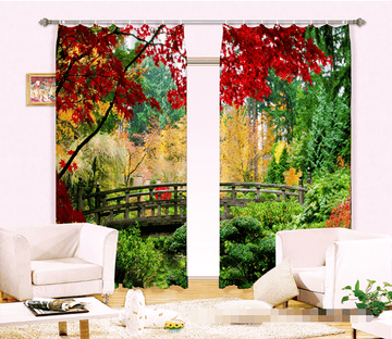 3D Park Colorful Trees 1201 Curtains Drapes Wallpaper AJ Wallpaper 