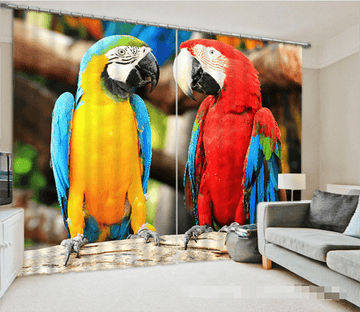 3D Colorful Parrots 1248 Curtains Drapes Wallpaper AJ Wallpaper 