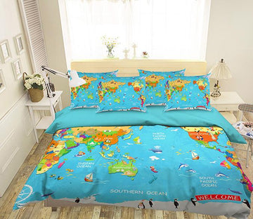 3D Colored World Map 353 Bed Pillowcases Quilt Wallpaper AJ Wallpaper 