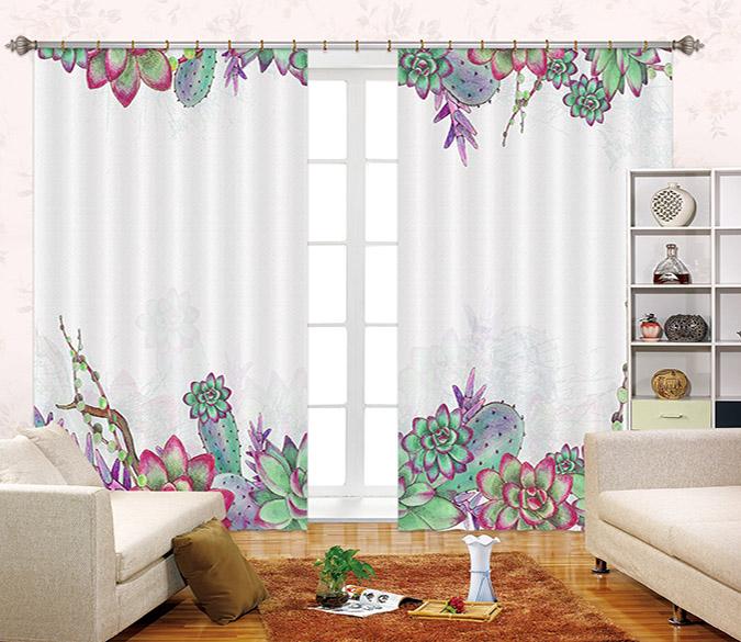 3D Succulent Plants 2435 Curtains Drapes Wallpaper AJ Wallpaper 