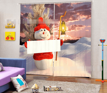 3D Snow Field Snowman 2023 Curtains Drapes Wallpaper AJ Wallpaper 