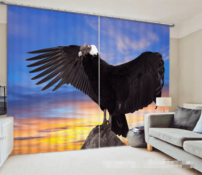 3D Sunset Peak Eagle 1257 Curtains Drapes Wallpaper AJ Wallpaper 