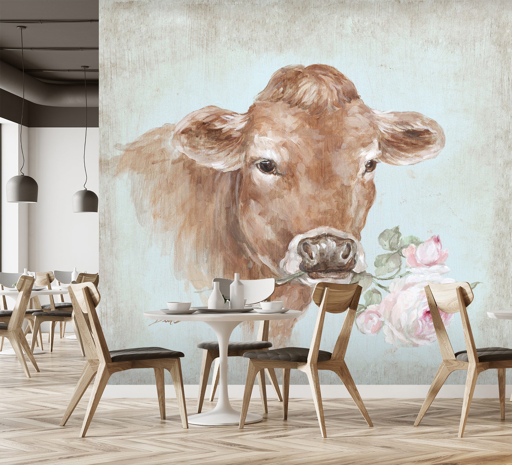 3D Cattle Flower 3154 Debi Coules Wall Mural Wall Murals