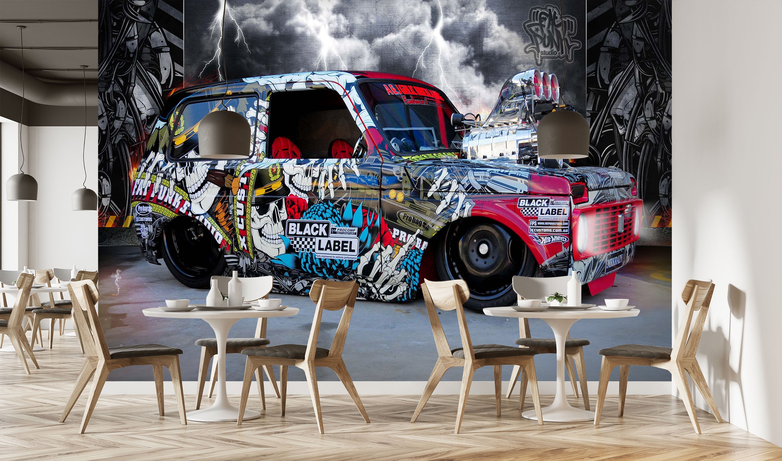 3D Lightning Car 038 Vehicle Wall Murals