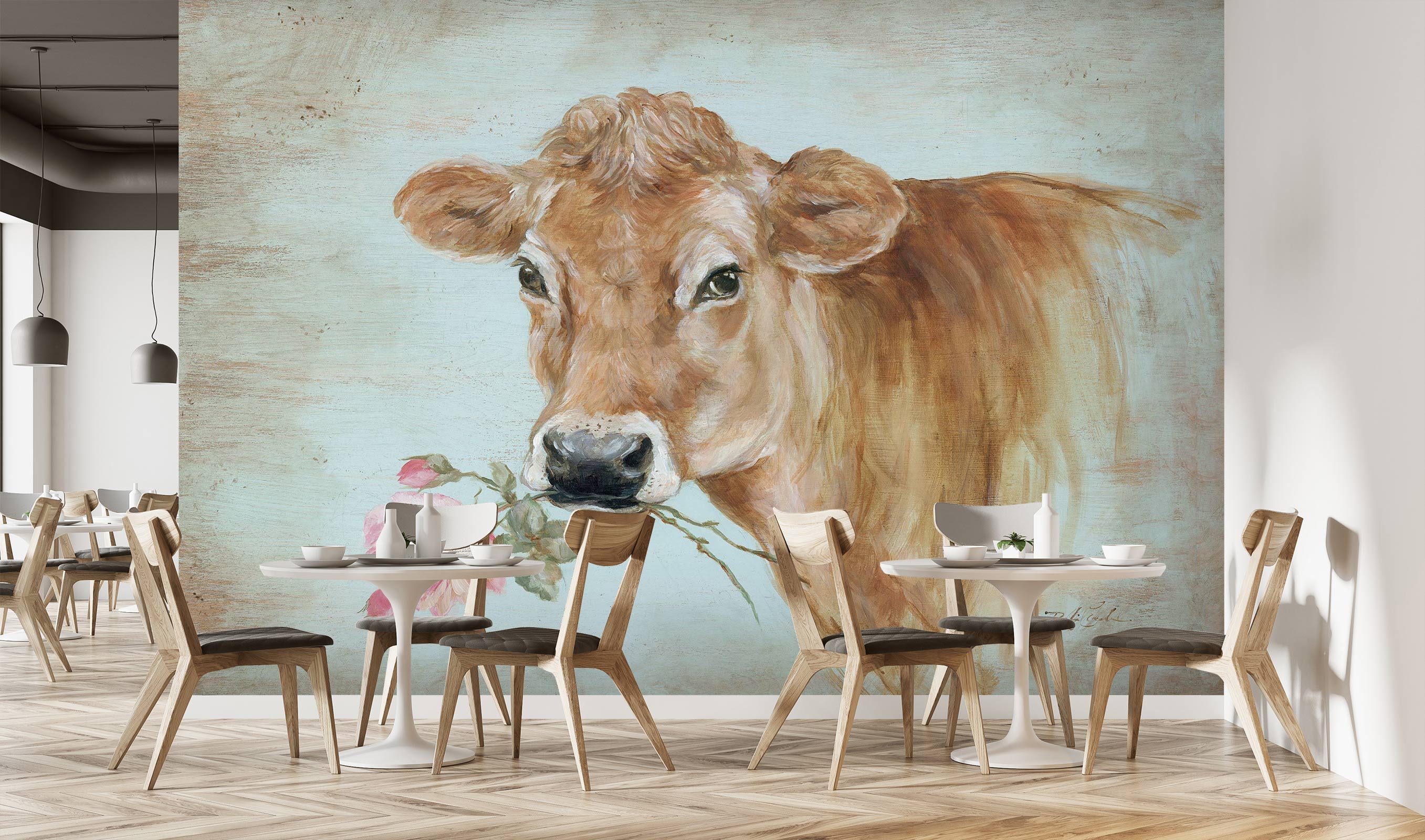 3D Cattle Flower 3177 Debi Coules Wall Mural Wall Murals