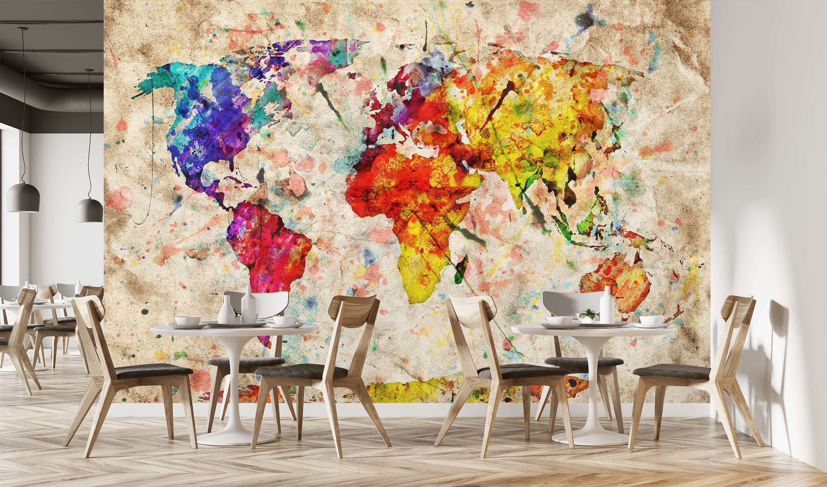 3D Vibrant Colors 2039 World Map Wall Murals