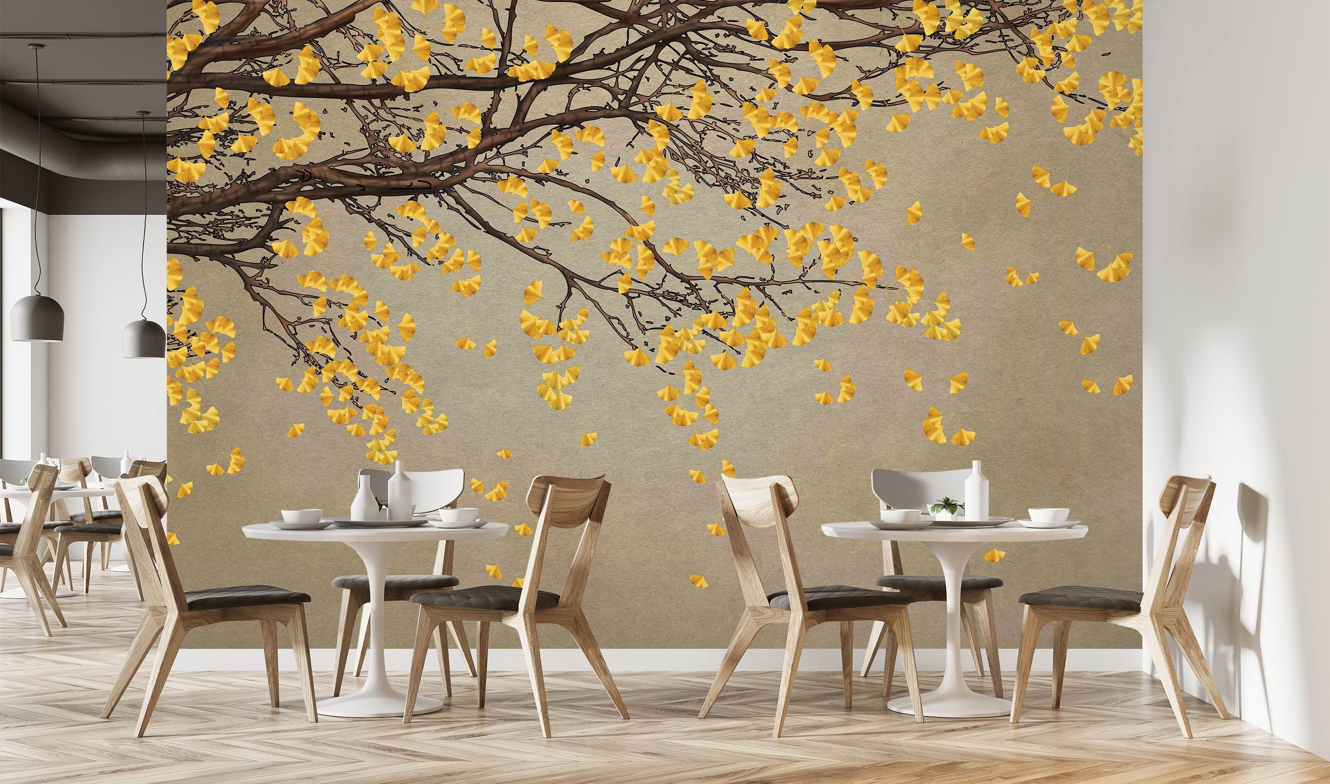 3D Golden Leaves 1457 Wall Murals