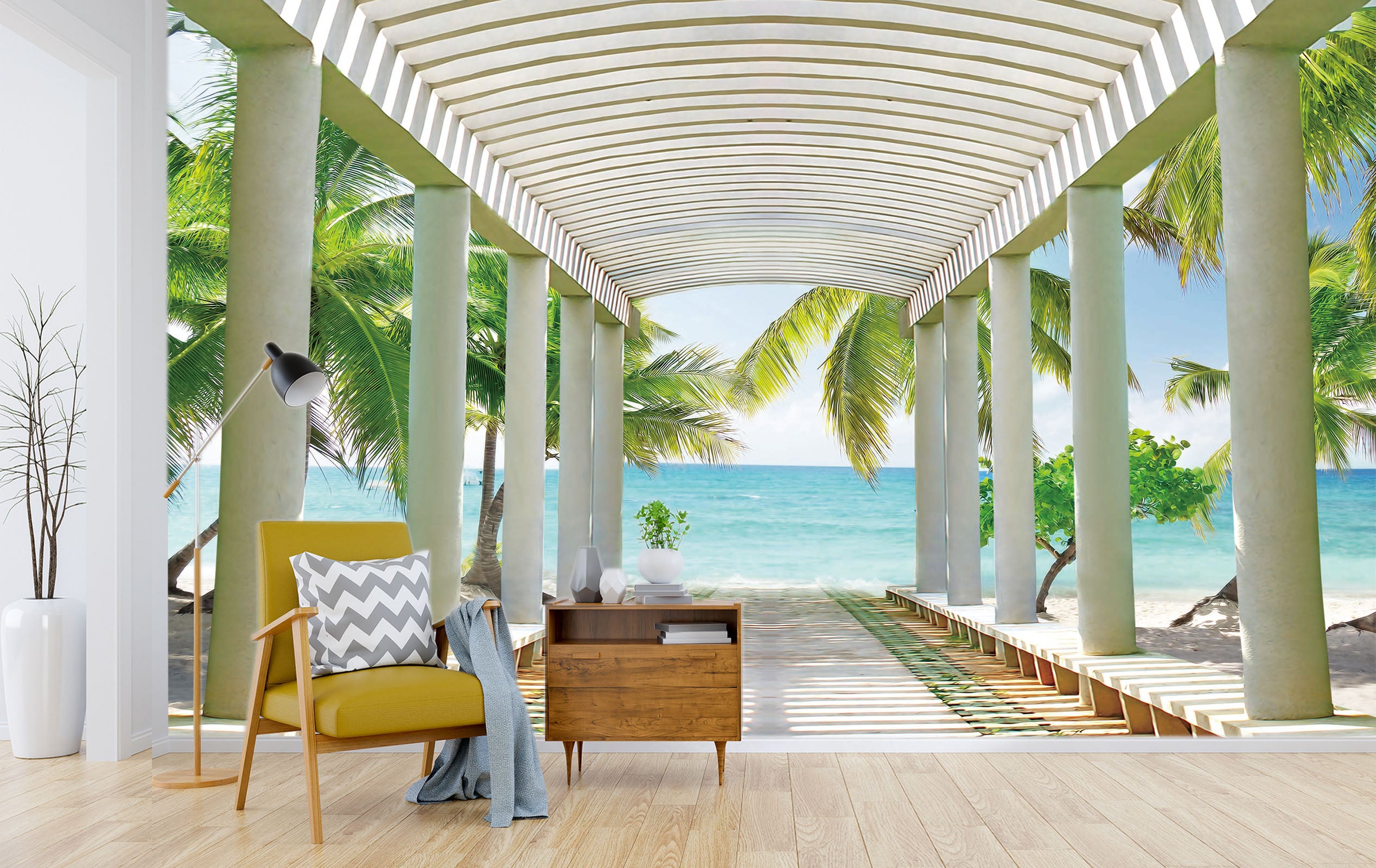 3D Coconut Gazebo 1446 Wall Murals