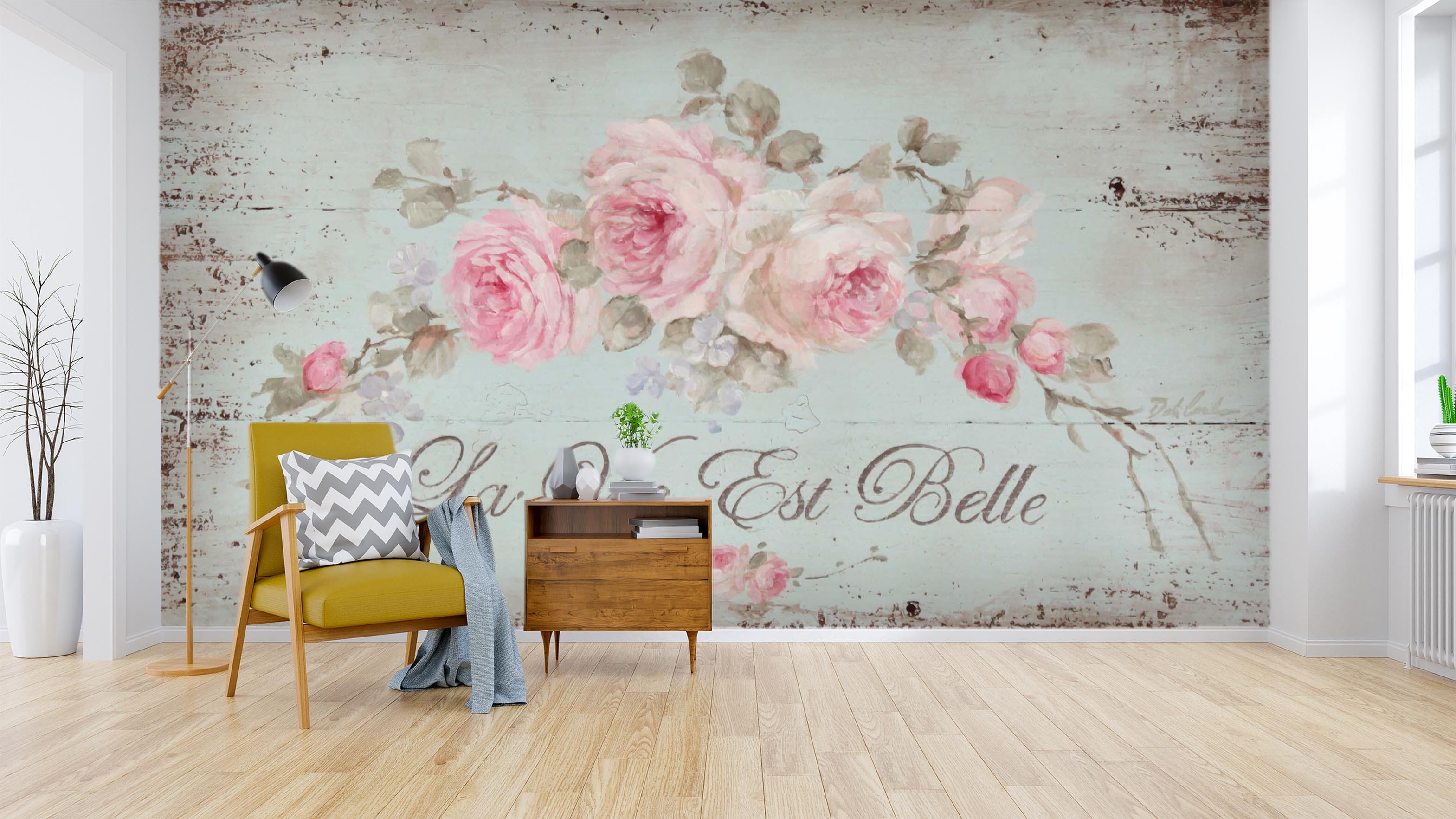 3D Pink Rose 1406 Debi Coules Wall Mural Wall Murals Wallpaper AJ Wallpaper 2 