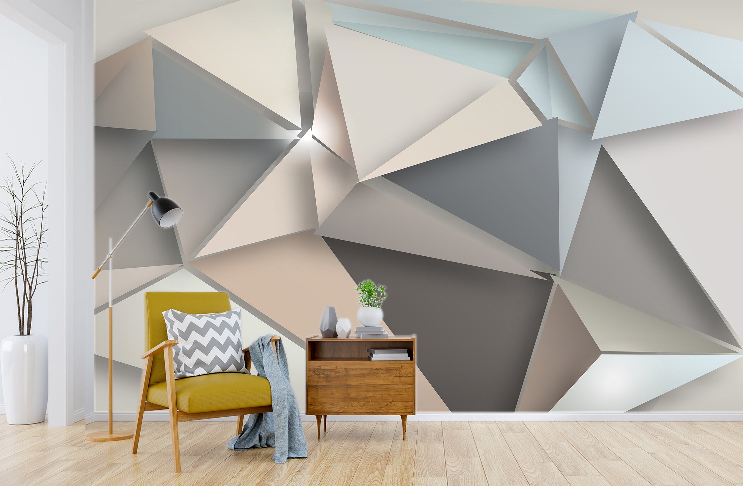 3D Triangle Patchwork 1451 Wall Murals