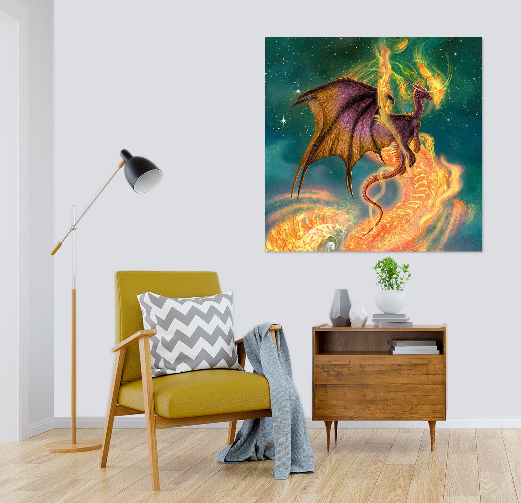 3D Dragon Golden Pattern 8074 Ciruelo Wall Sticker