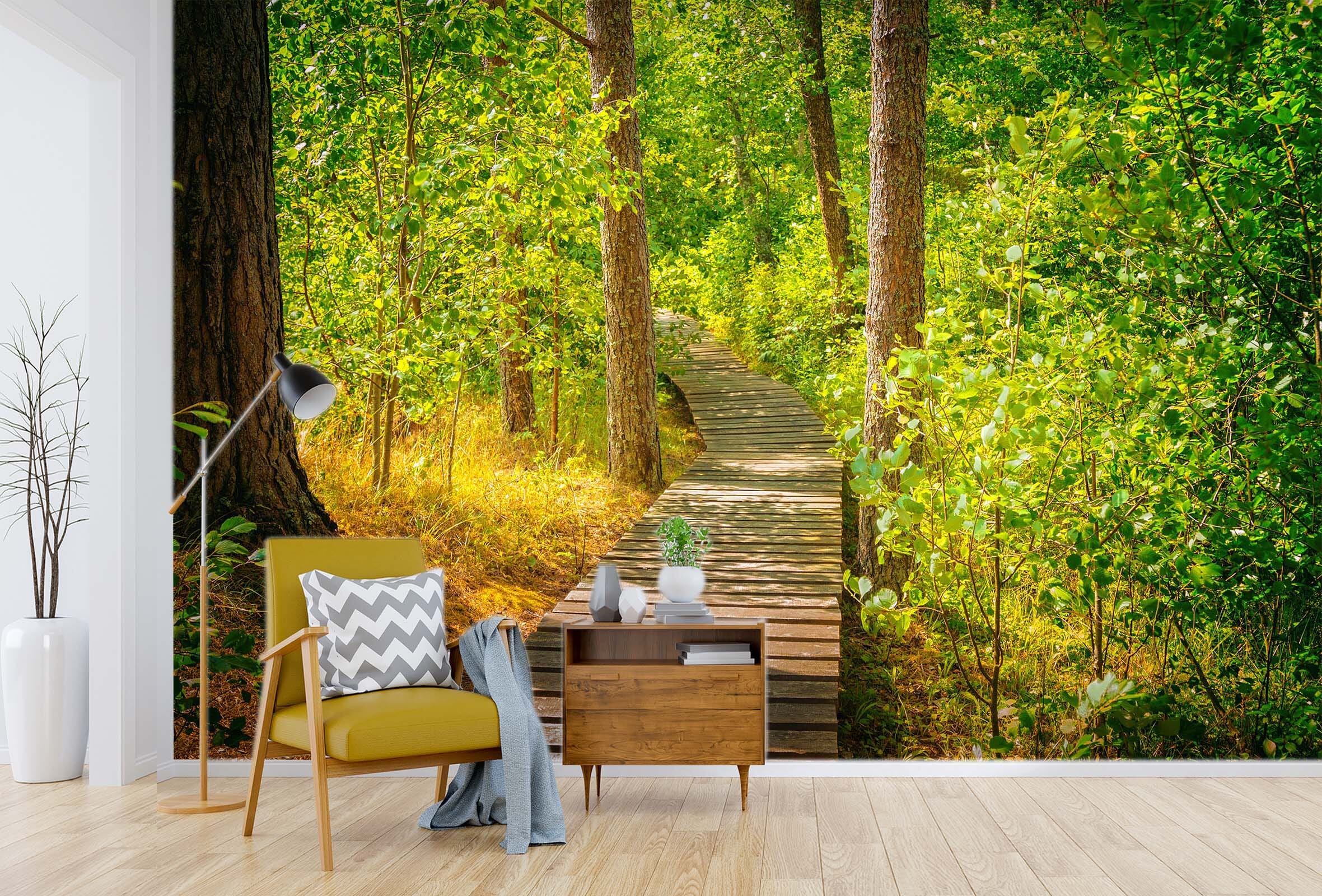 3D Wooden Bridge Forest 23 Wall Murals Wallpaper AJ Wallpaper 2 