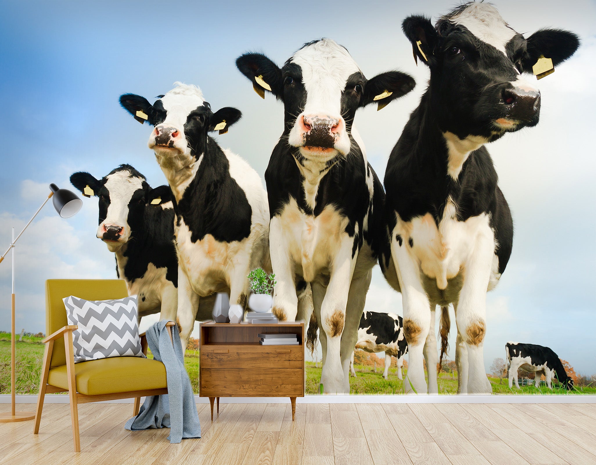 3D Cow Herd 405 Wall Murals