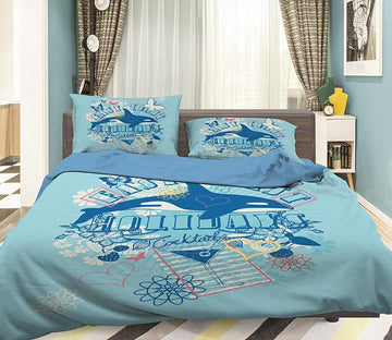 3D Whale Jumping 014 Bed Pillowcases Quilt Wallpaper AJ Wallpaper 