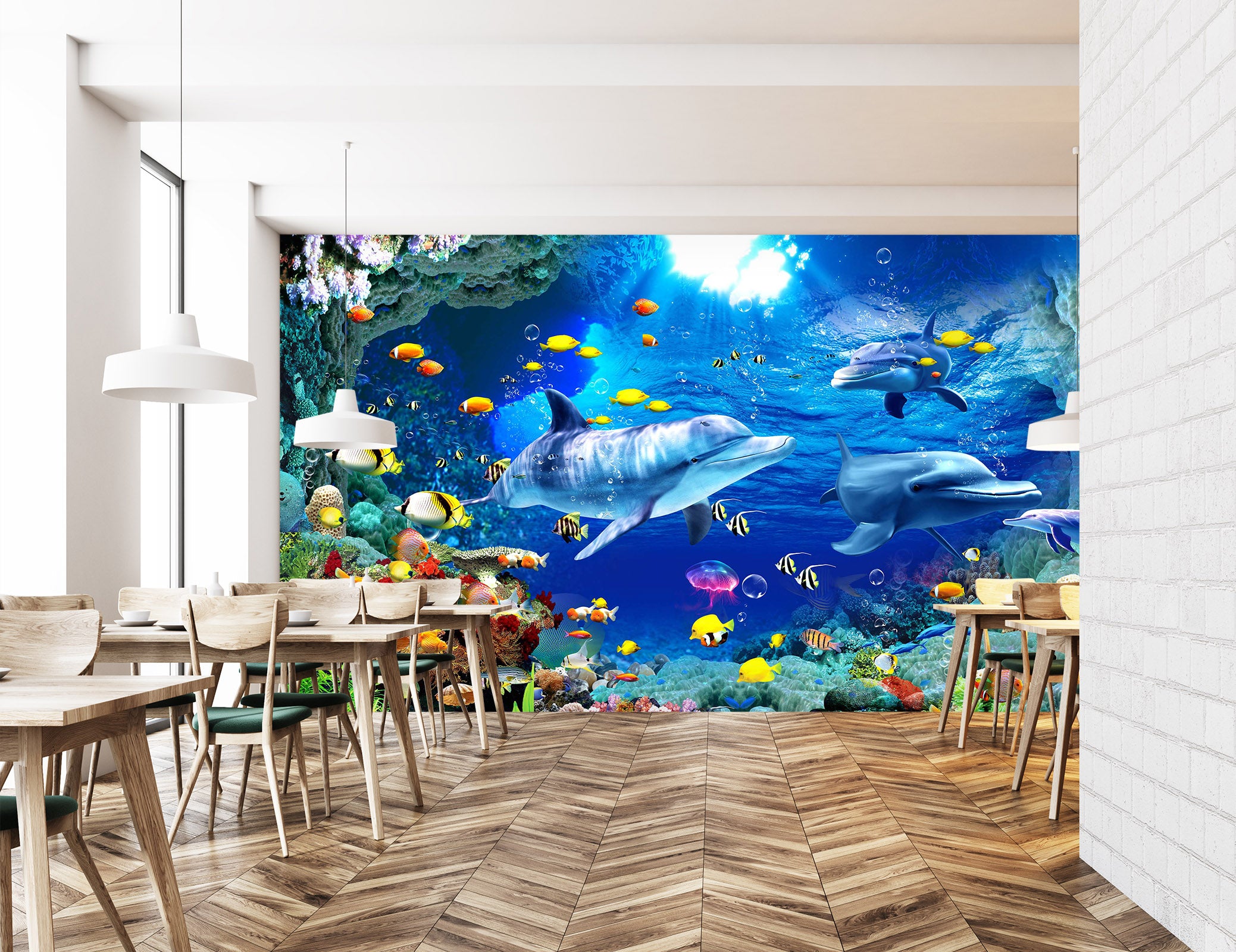 3D Deep Sea Dolphin 2076 Wall Murals