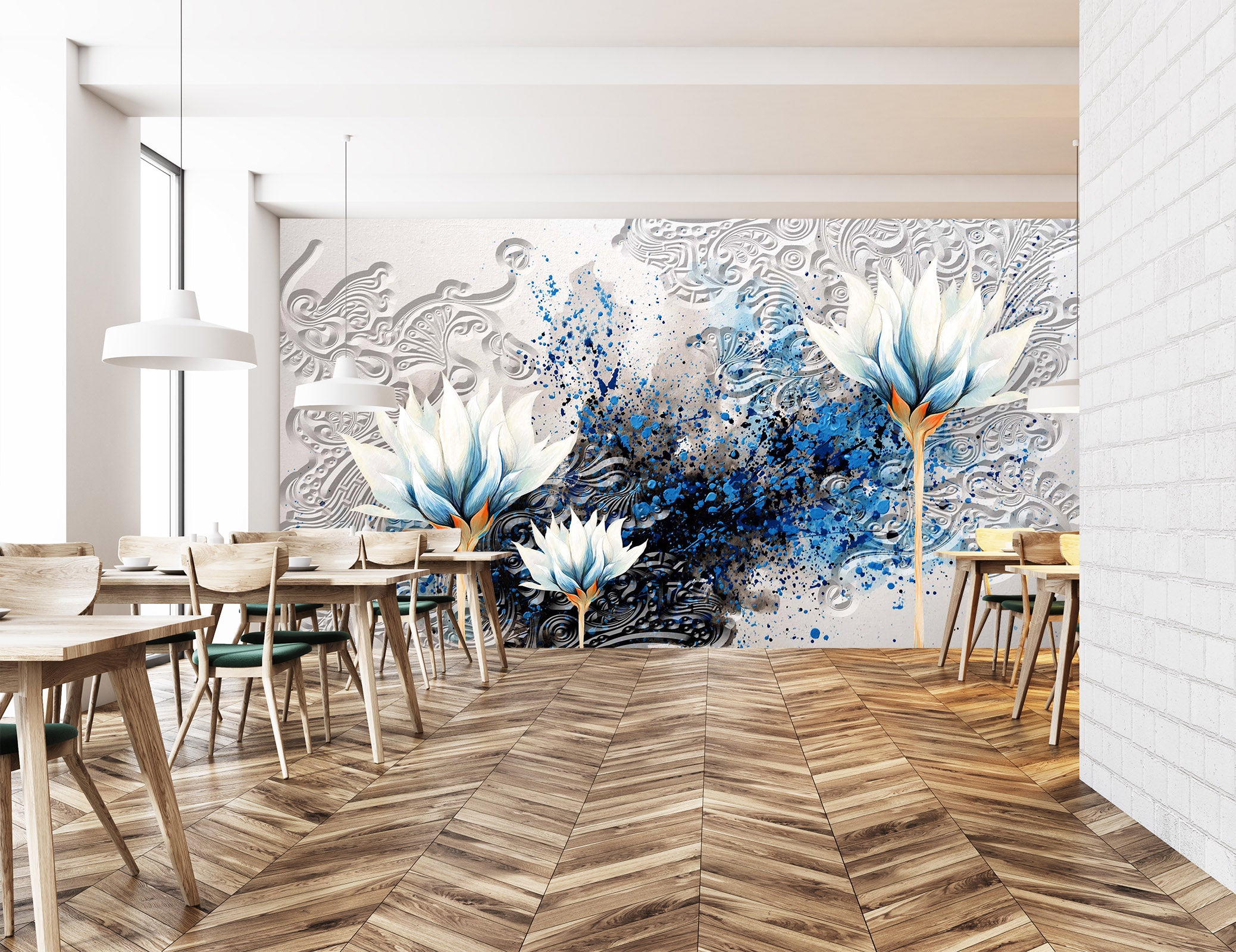 3D Painted Lotus 2066 Wall Murals