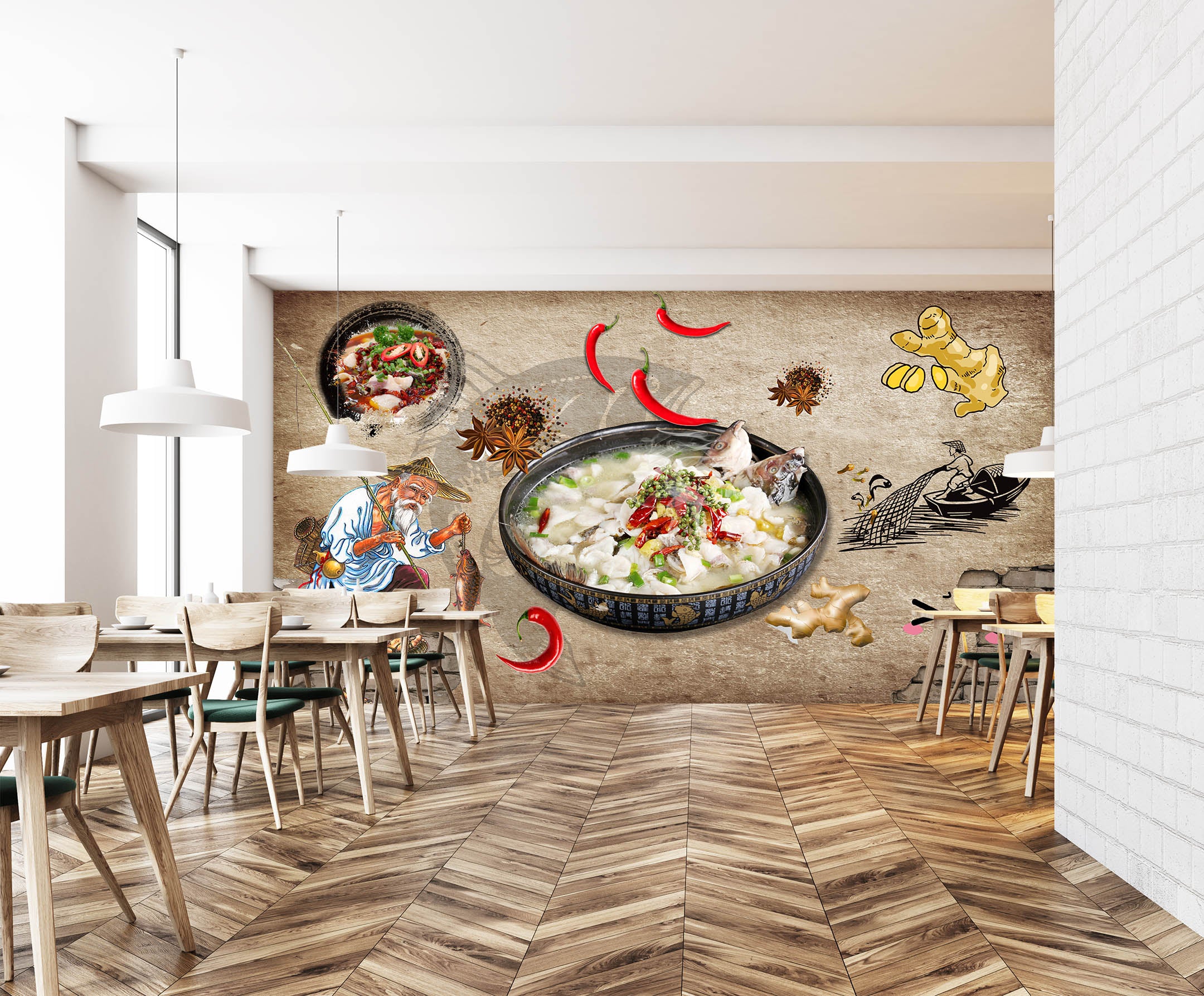 3D Chili Hot Pot 029 Wall Murals