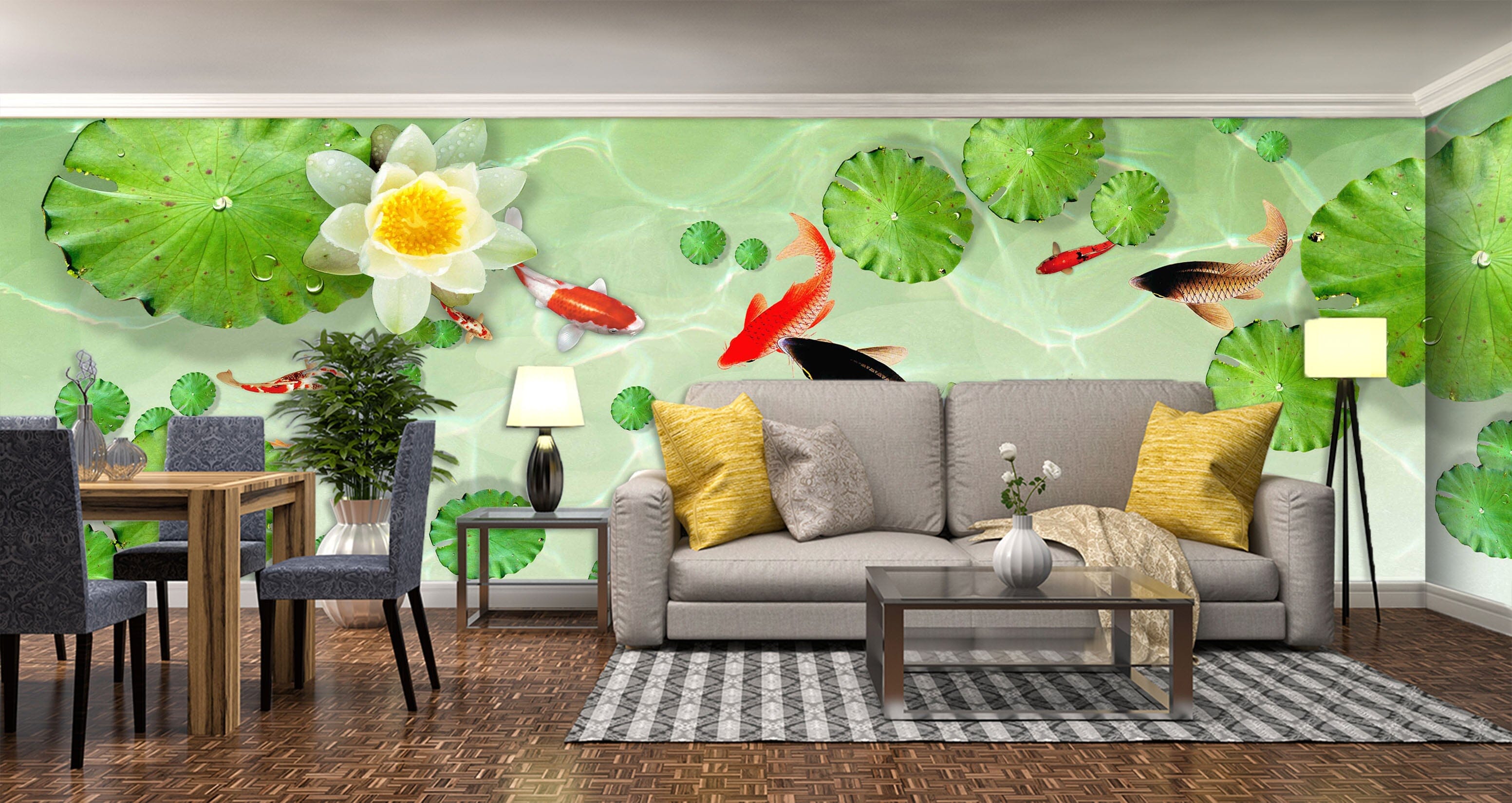 3D Lotus Pond 1014 Wall Murals Wallpaper AJ Wallpaper 2 