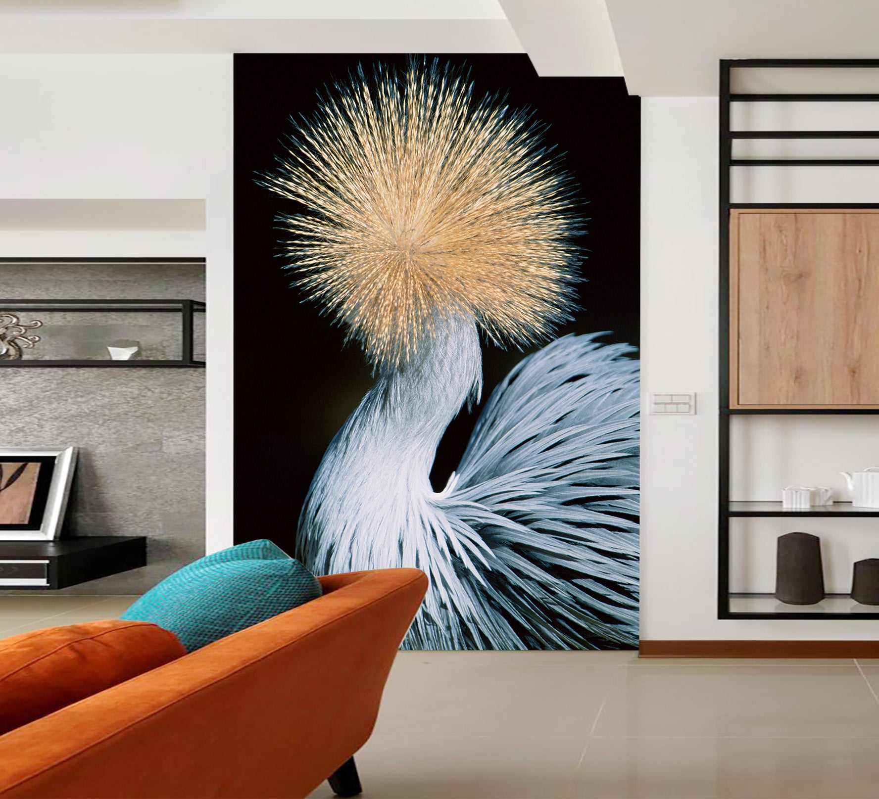 3D Crested Crane 148 Wall Murals