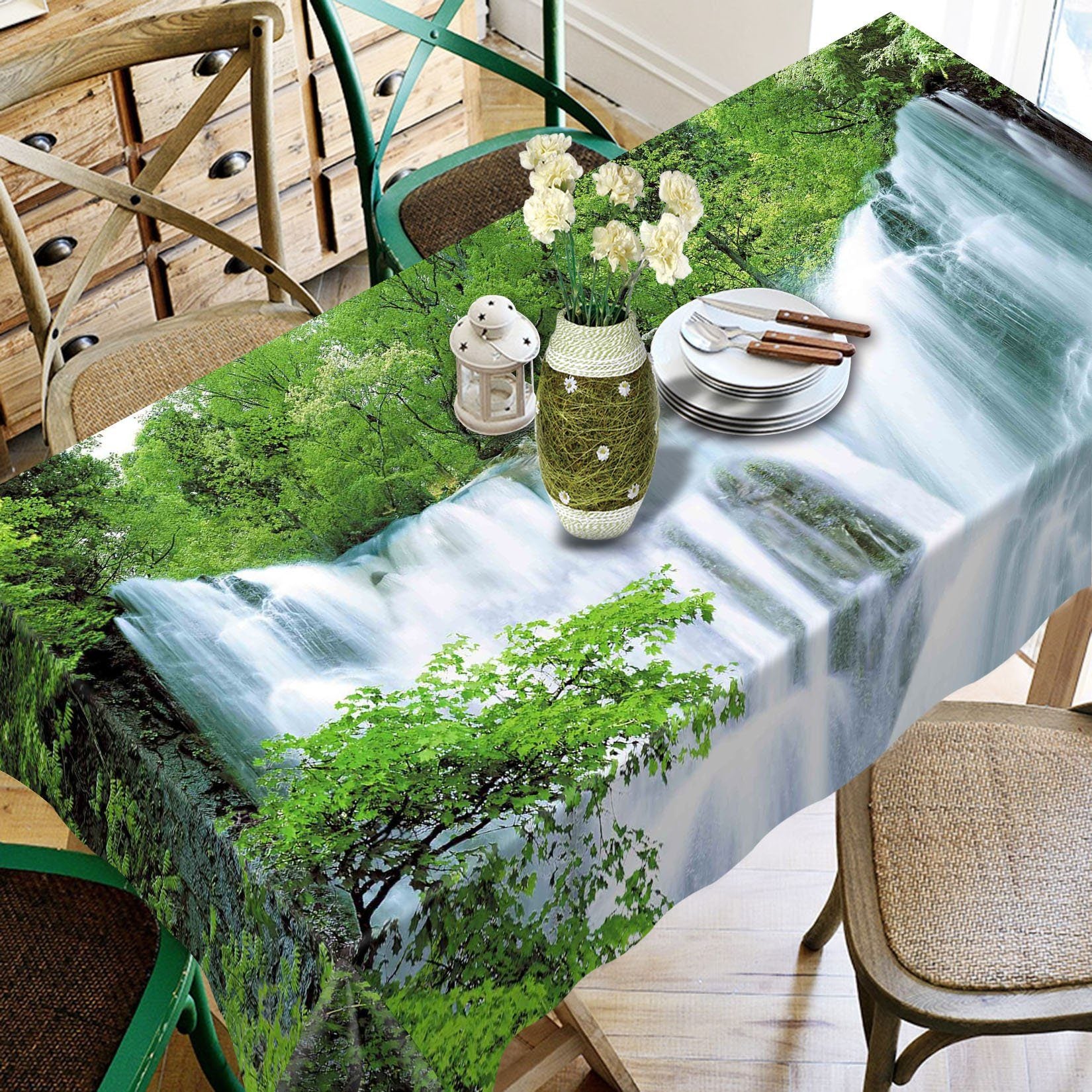 3D Forest Waterfall 382 Tablecloths Wallpaper AJ Wallpaper 