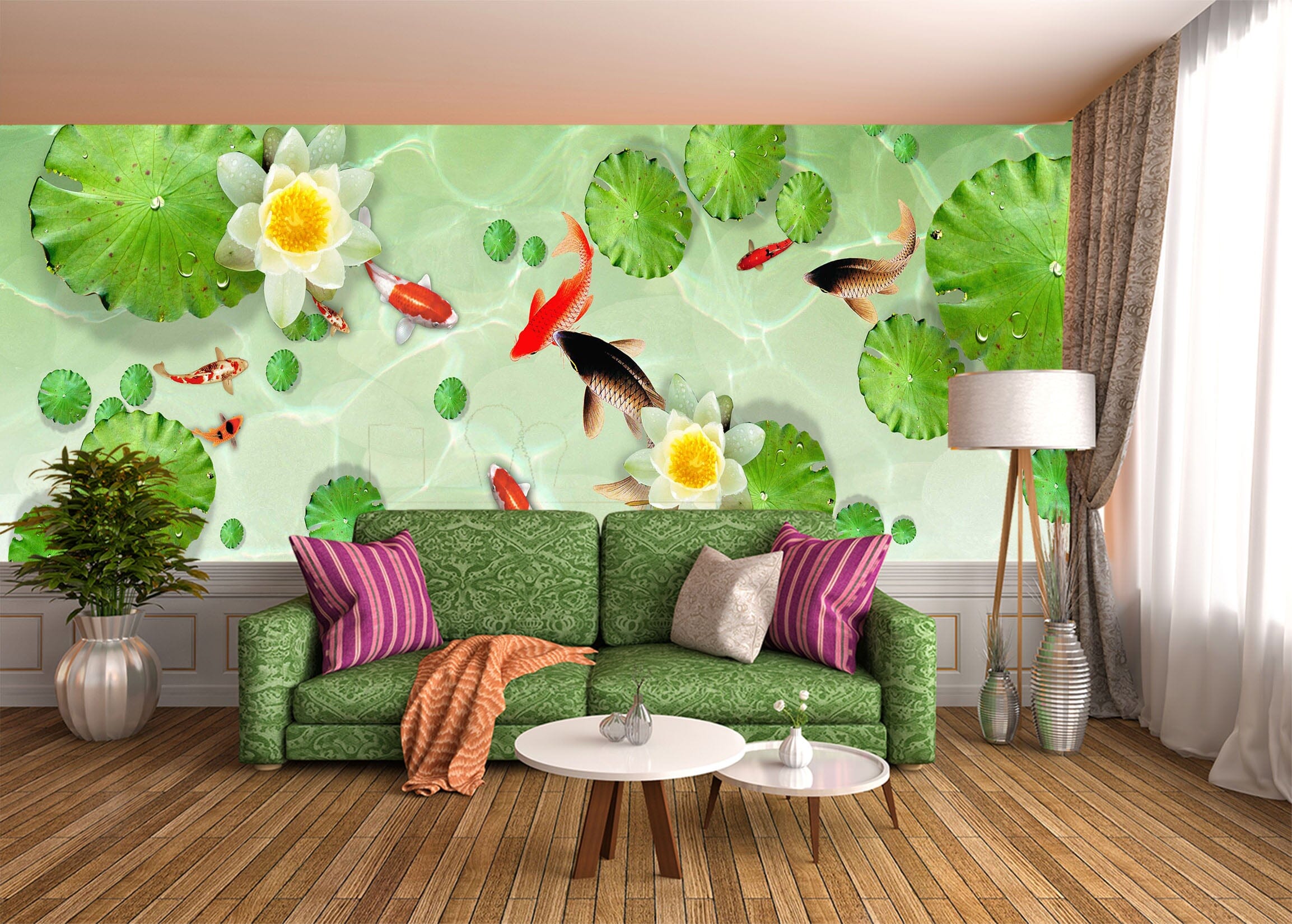 3D Lotus Pond 1014 Wall Murals Wallpaper AJ Wallpaper 2 