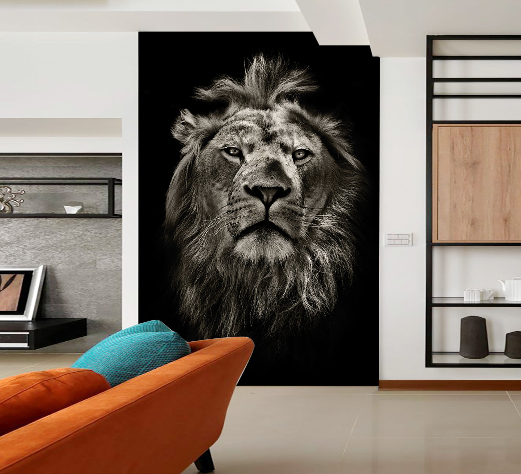 3D Black Lion Head 131 Wall Murals