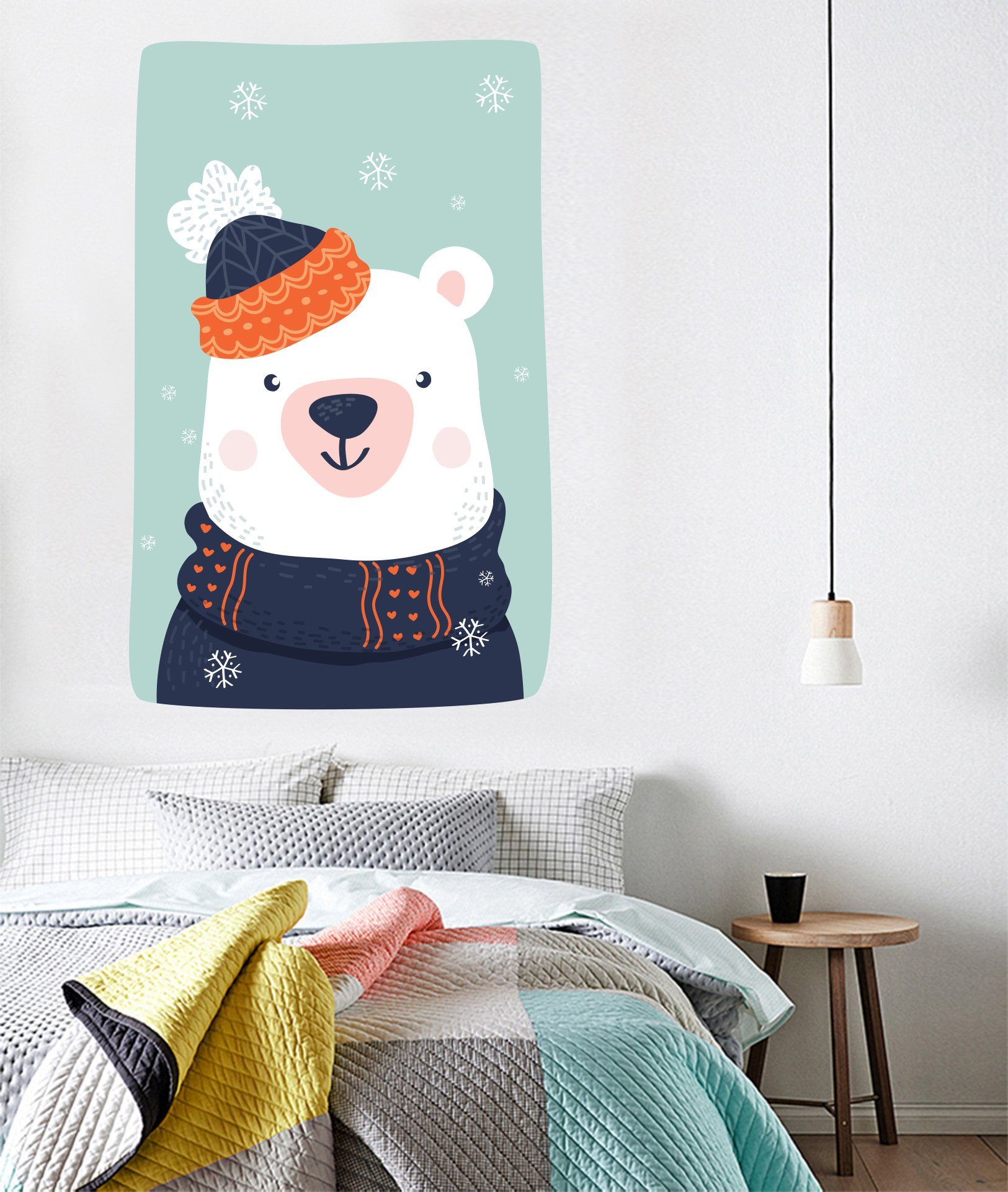 3D White Bear Hat 107 Wall Stickers Wallpaper AJ Wallpaper 