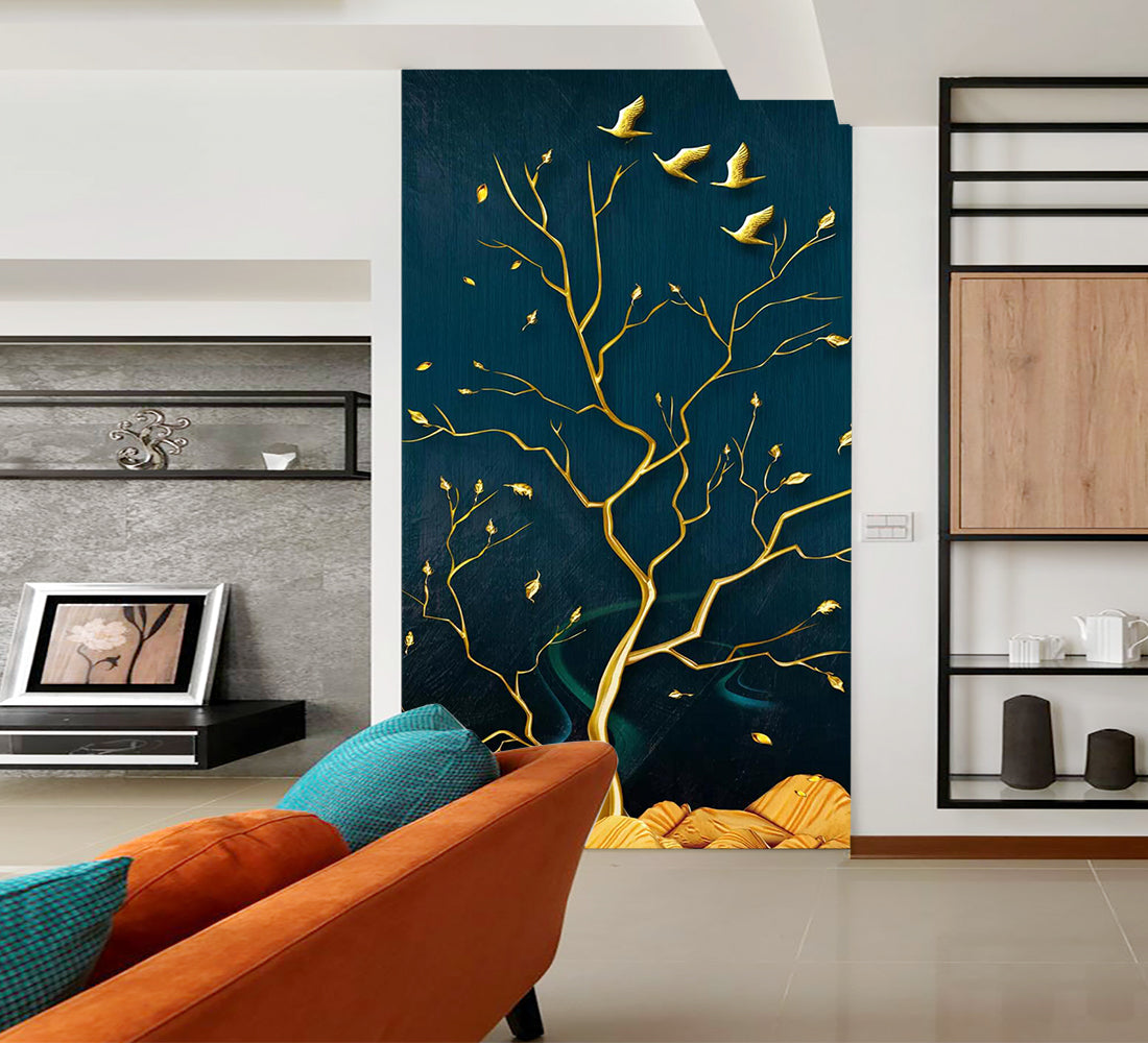 3D Golden Tree WC844 Wall Murals