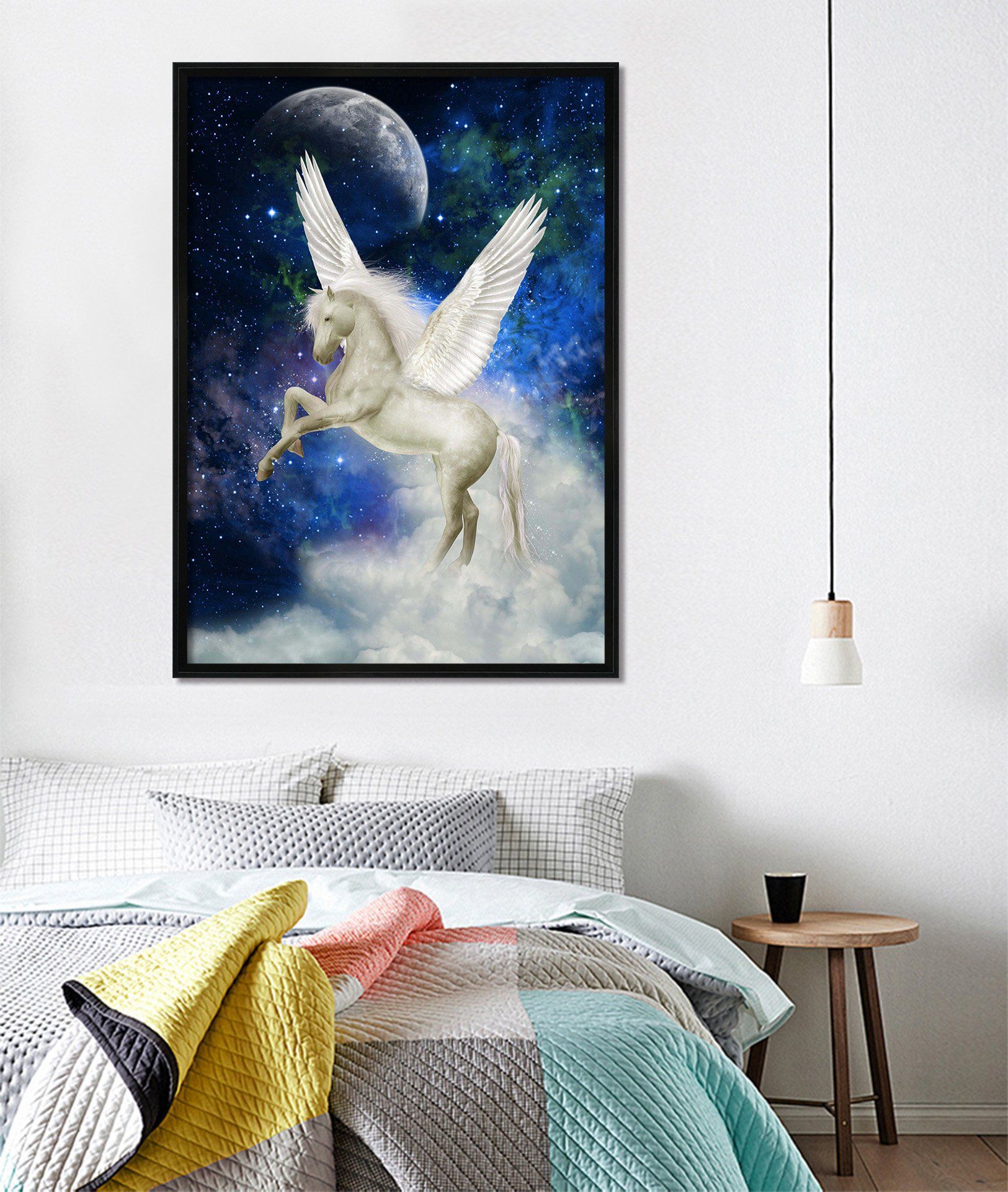 3D Pegasus Moon 058 Fake Framed Print Painting Wallpaper AJ Creativity Home 