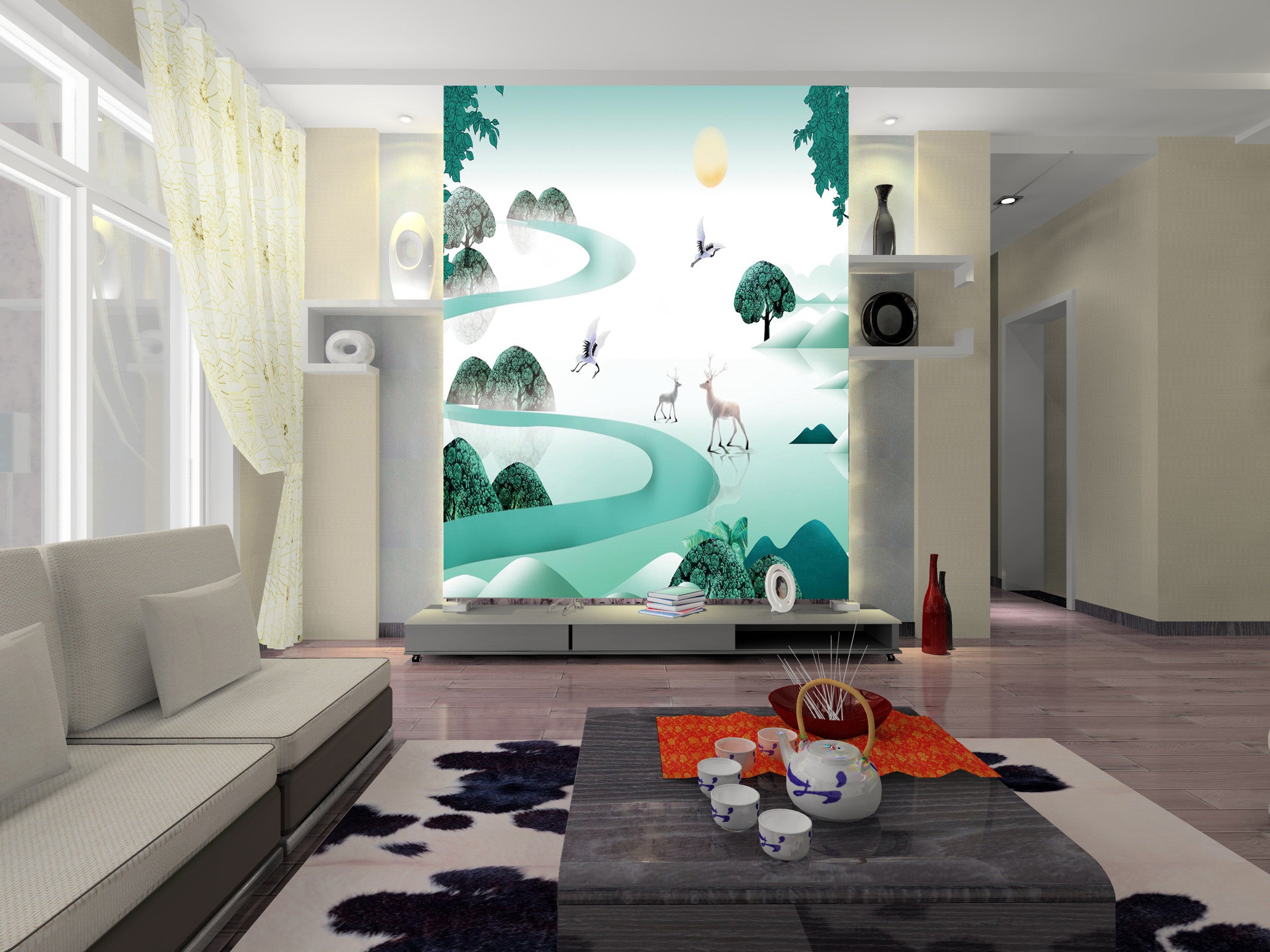 3D Deer Forest 053 Wall Murals Wallpaper AJ Wallpaper 2 