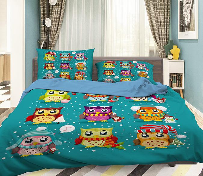 3D Colorful Owl 034 Bed Pillowcases Quilt Wallpaper AJ Wallpaper 