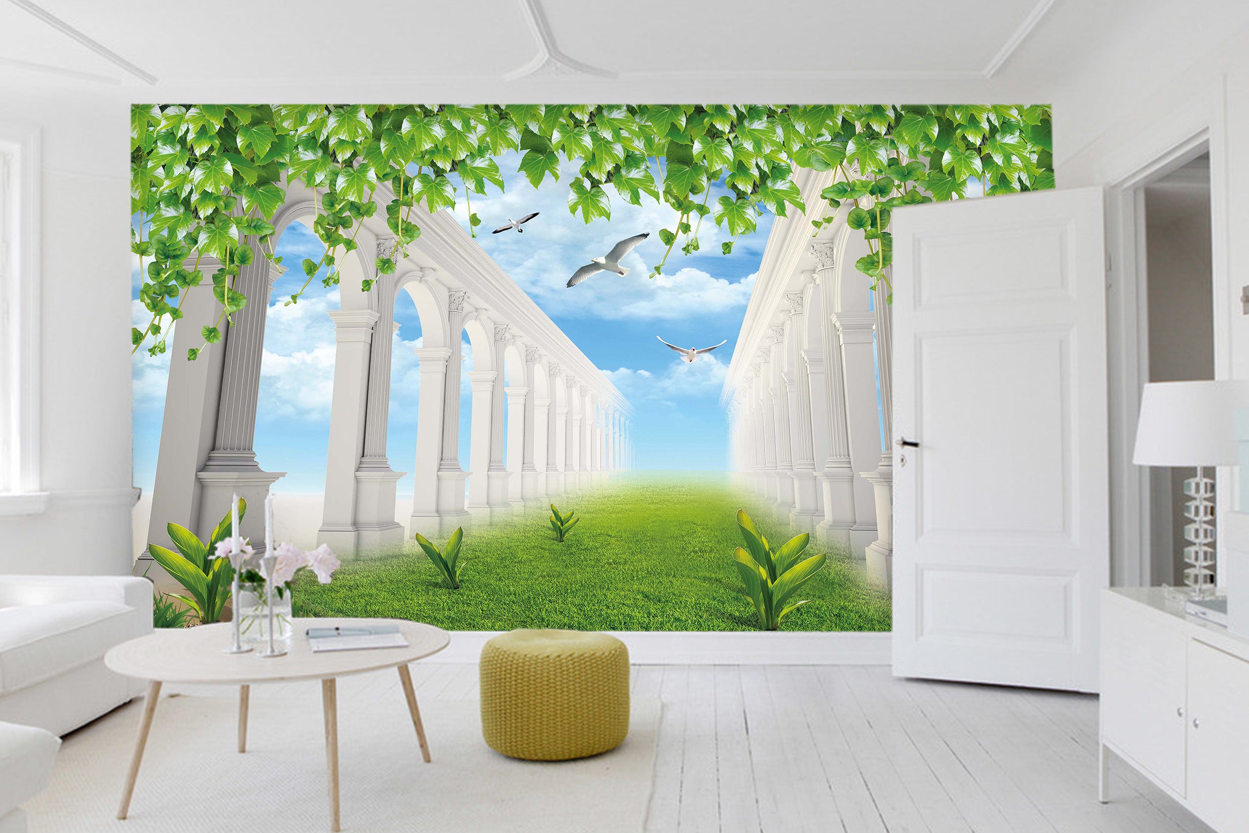 3D Green Corridor 1445 Wall Murals