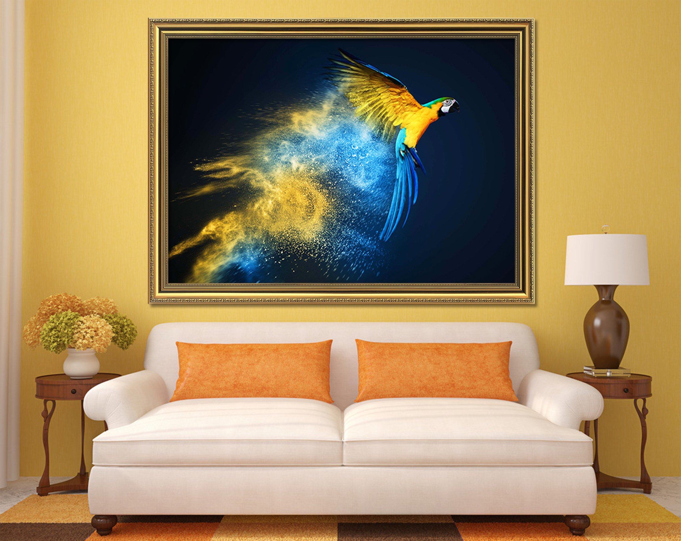 3D Parrot Flying 178 Fake Framed Print Painting Wallpaper AJ Creativity Home 