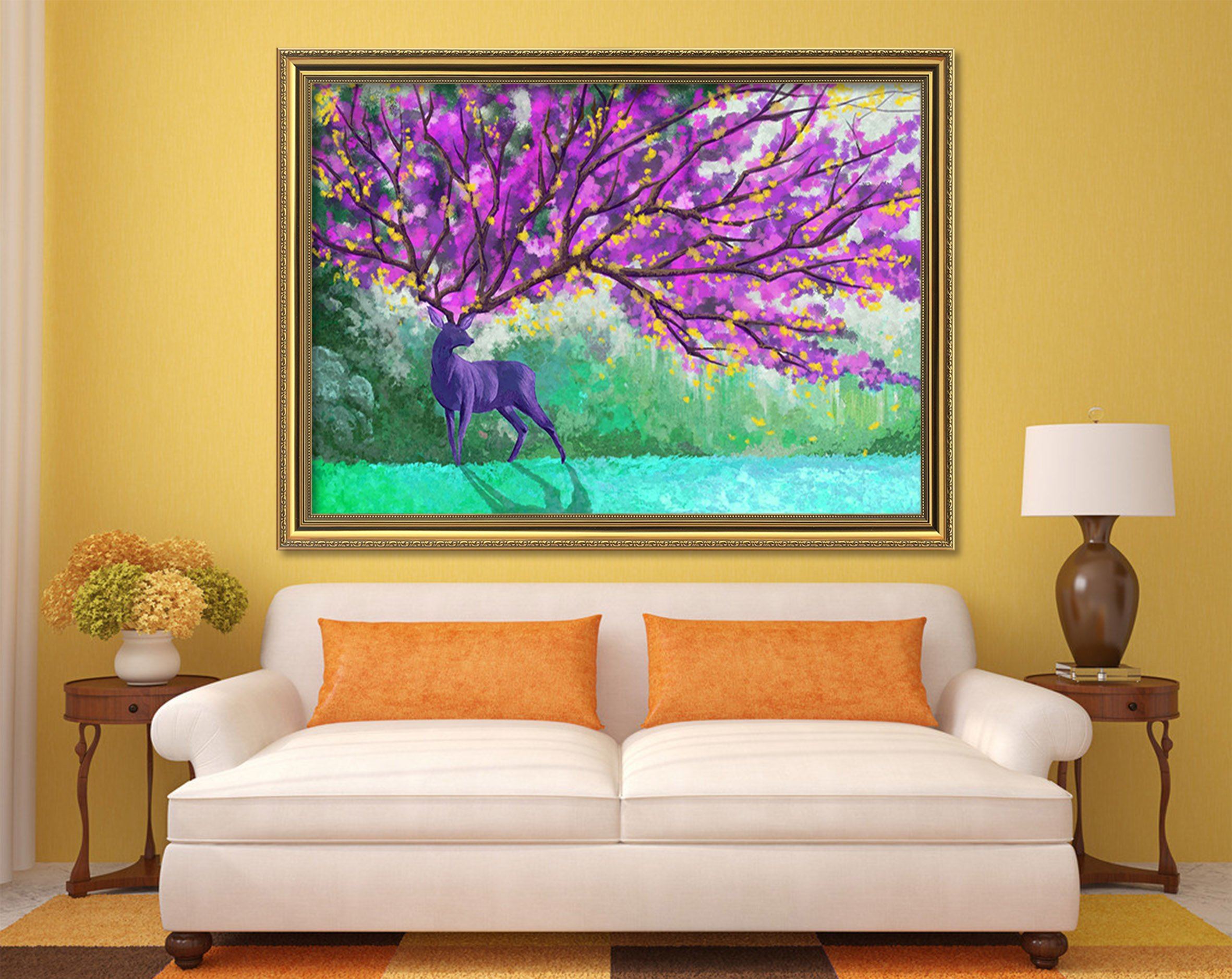 3D Purple Tree 110 Fake Framed Print Painting Wallpaper AJ Creativity Home 