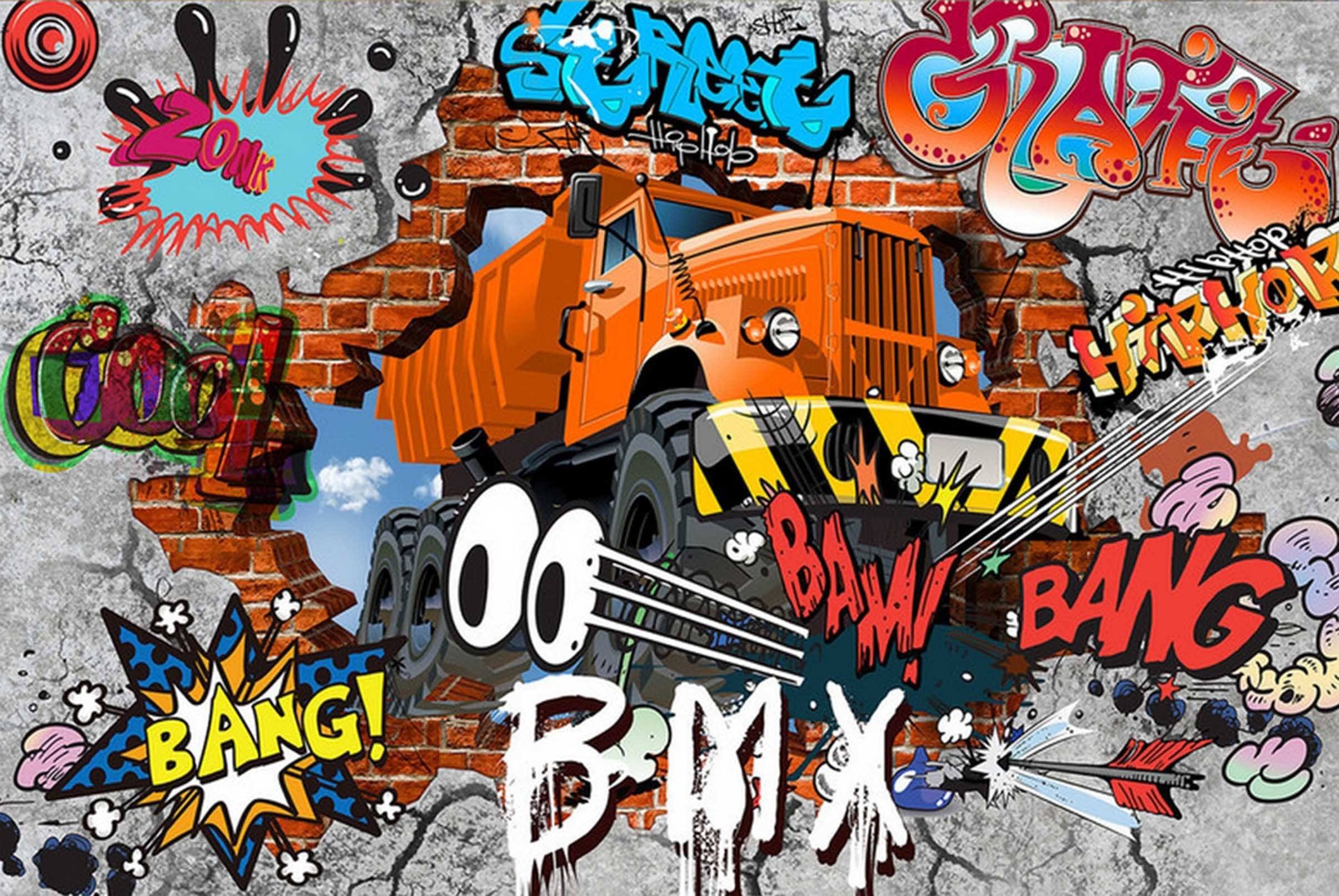 3D Truck Graffiti Words 61 Garage Door Mural Wallpaper AJ Wallpaper 