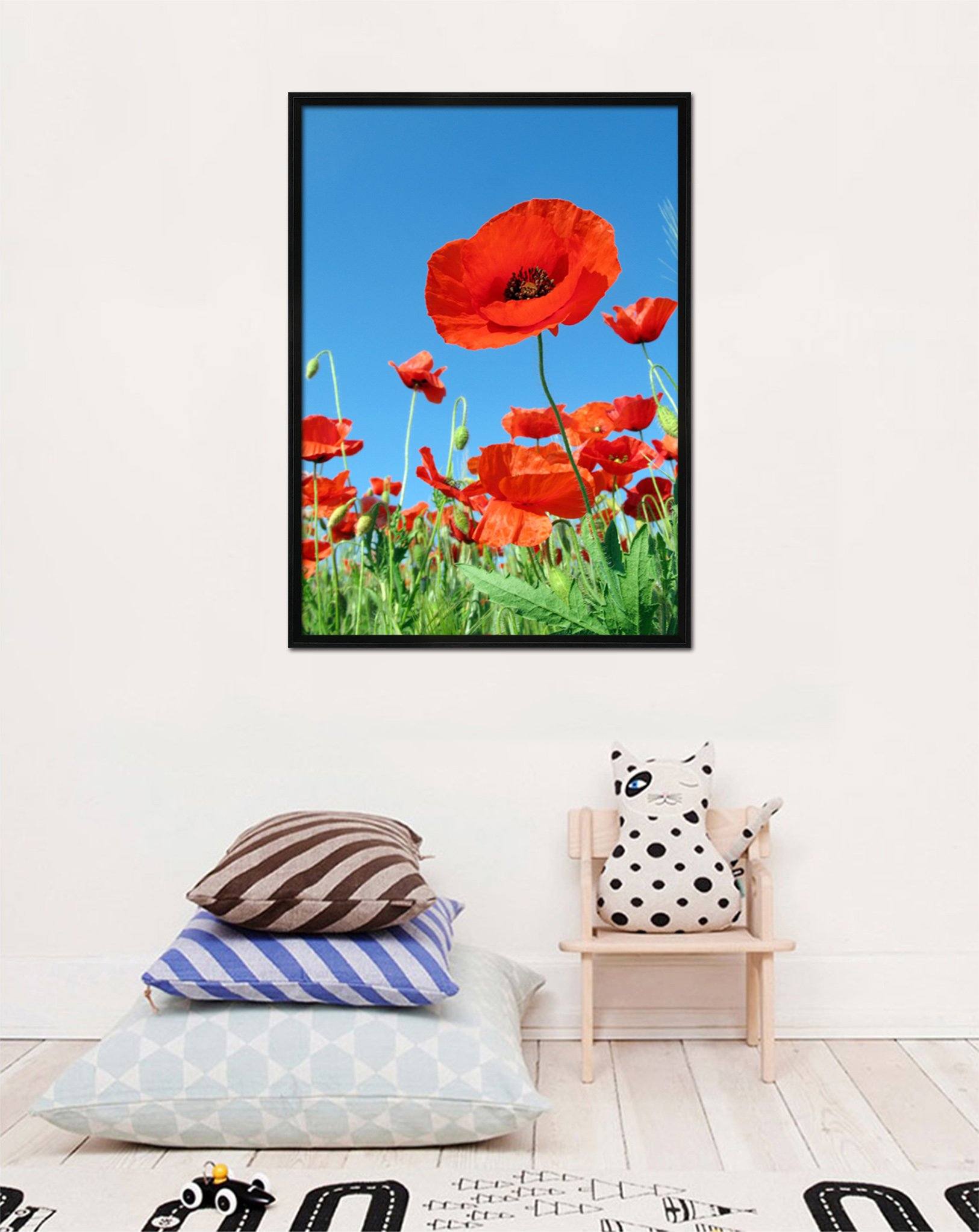 3D Small Red Flower 031 Fake Framed Print Painting Wallpaper AJ Creativity Home 