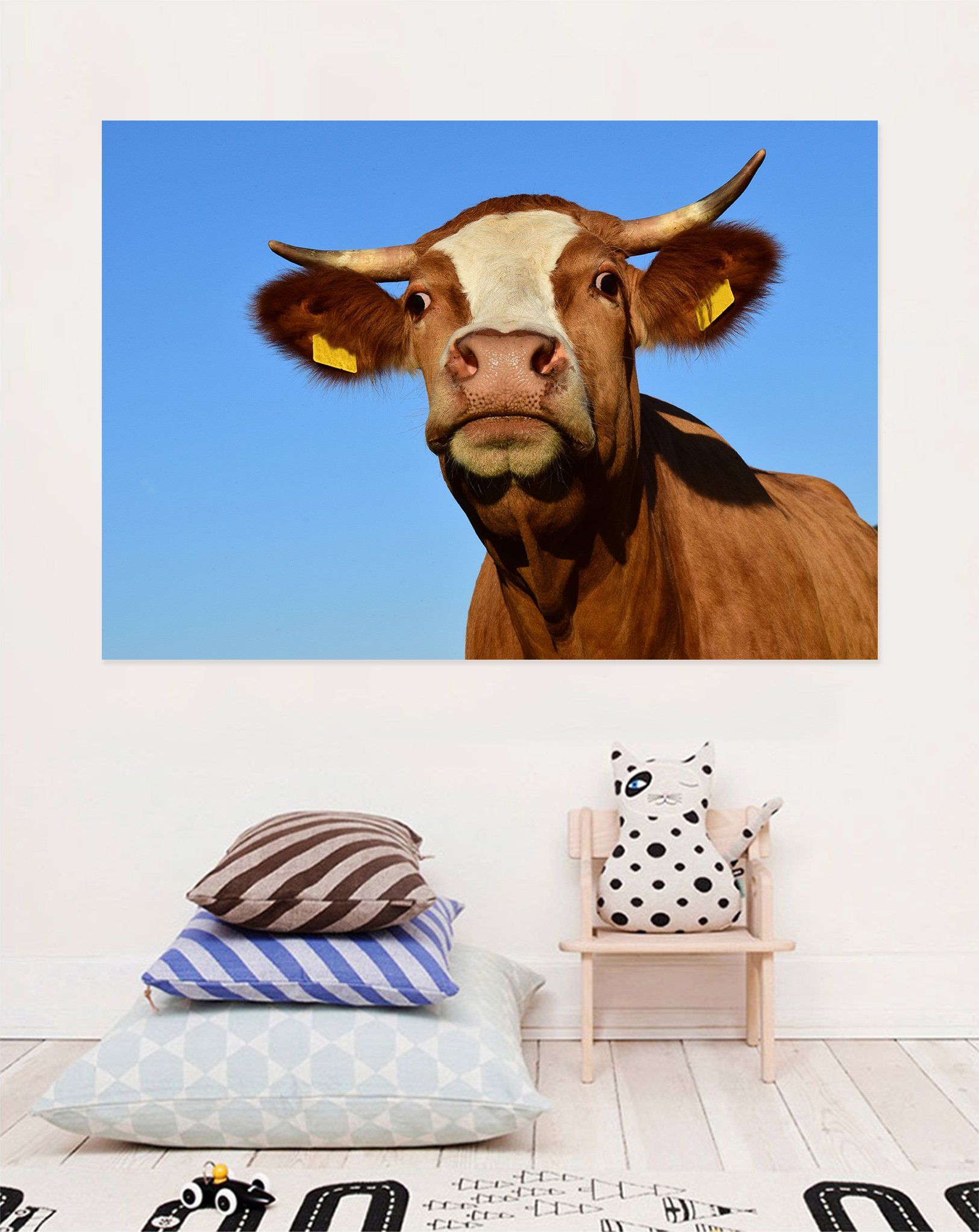 3D Blue Cow 40 Animal Wall Stickers Wallpaper AJ Wallpaper 2 