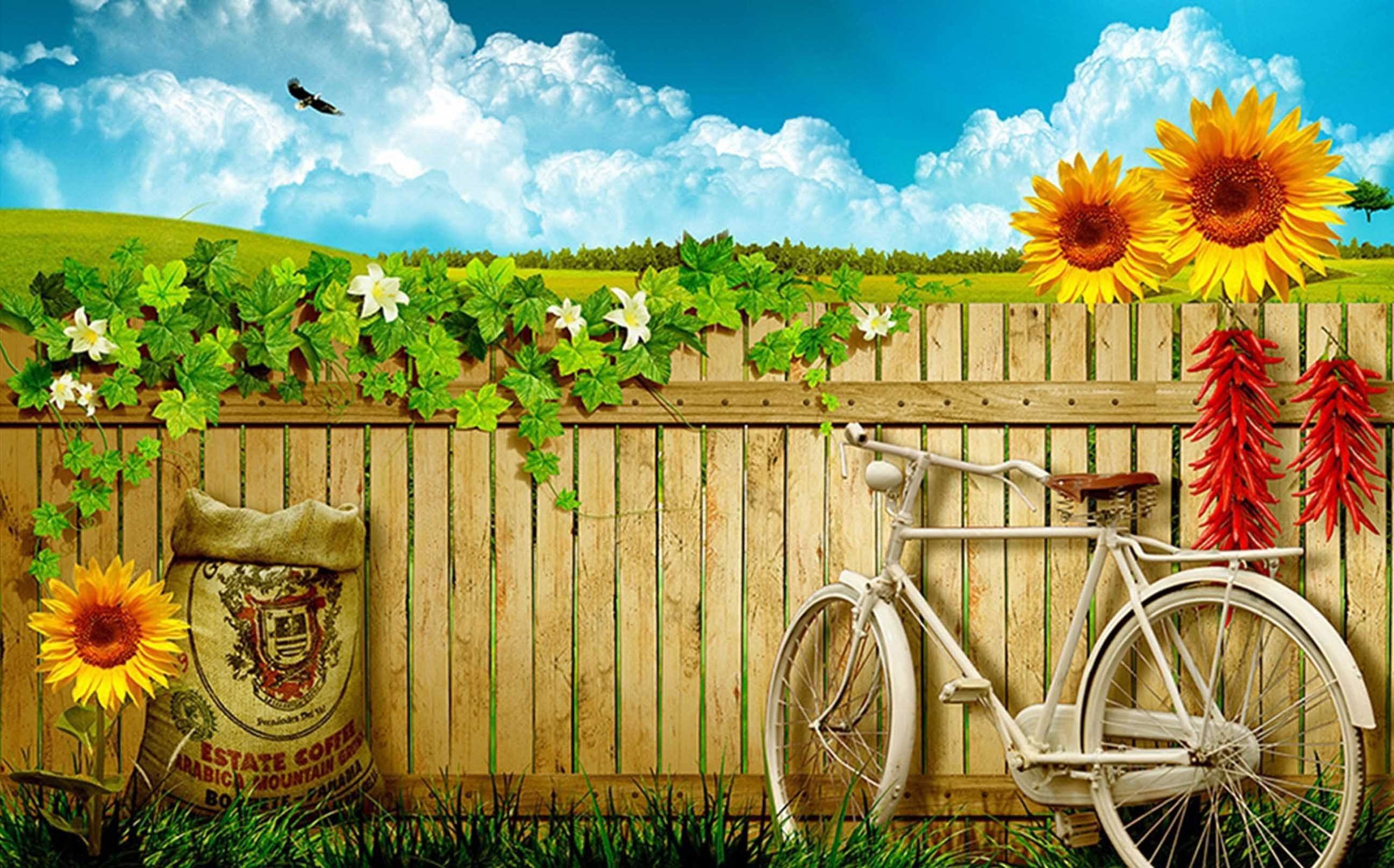 3D Wood Fence Sunflowers 377 Garage Door Mural Wallpaper AJ Wallpaper 