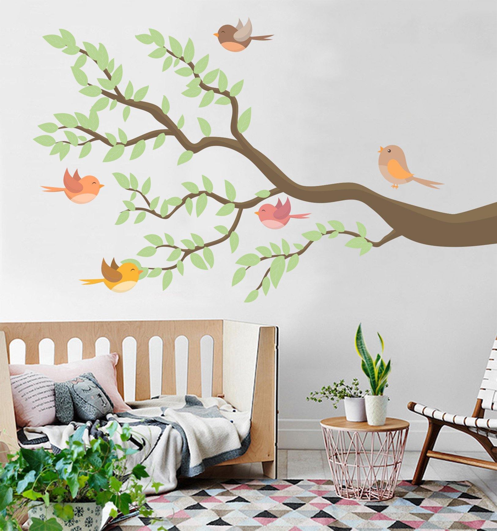 3D Leaf Fat Bird 092 Wall Stickers Wallpaper AJ Wallpaper 